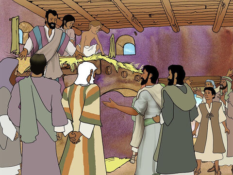 Szaweł nie przestawał śmiało mówić innym o Panu Jezusie. Był tak odważny, że uczniowie musieli go wyprowadzić z Jerozolimy w obawie, że niektórzy Żydzi go zabiją (Dzieje Apostolskie 9: 26–29). – Slajd 5