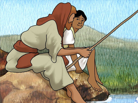 Piotr był doświadczonym rybakiem i wiedział, że gdyby tak się stało, to byłby to cud. Jednak zaufał i zrobił to, o co prosił go Jezus. Zarzucił wędkę i złowił rybę. – Slajd 8
