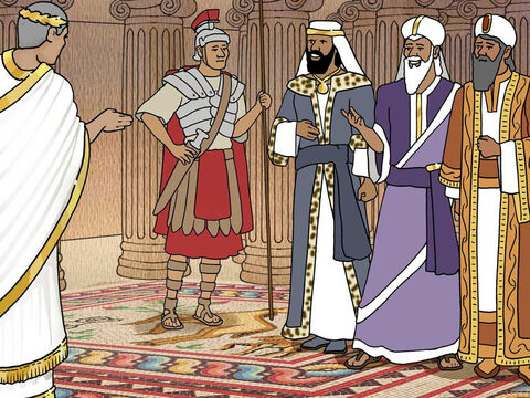 Wtedy Herod potajemnie wezwał mędrców i wypytał ich o dokładny czas pojawienia się gwiazdy. Następnie wysłał ich do Betlejem i rzekł: „Idźcie i dokładnie poszukajcie Dziecka, a gdy je znajdziecie, powiadomcie mnie, abym i ja mógł przyjść i oddać Mu pokłon”. (Mateusza 2:7–8) – Slajd 4