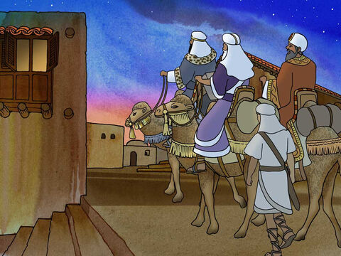 A po tym, jak Bóg ostrzegł ich we śnie, aby nie wracali do Heroda, mędrcy udali się do swojego kraju inną drogą. (Mateusza 2:12) – Slajd 7