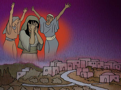 Wtedy spełniło się słowo proroka Jeremiasza: „Głos był słyszany w Ramie, płacz i wielki lament, Rachel opłakiwała swoje dzieci i nie dała się pocieszyć, bo ich już nie było”. (Mateusza 2:17–18) – Slajd 11